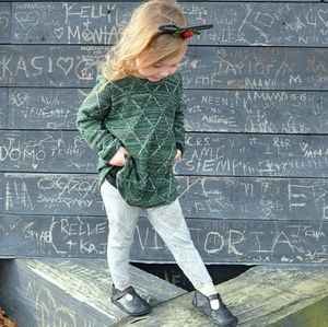 Boutique handmade green knit tunic sweater